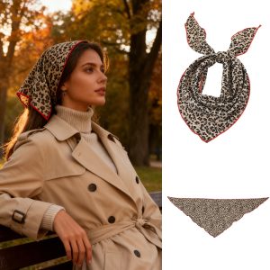 1pcu002FAutumn And Winter Leopard Print New Fashion Triangle Scarf, Bohemian Style Small Scarf, Versatile Decorative Scarf for Women, Small Square Scarf, Valentine'S Day Gift for Your Girlfriend