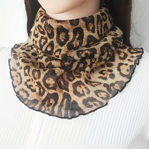 Women's Leopard Print Neck Gaiter - Elastic Scarf & Fake Collar, Breathable Multi-Functional Accessory for Square Dance, Outdoor Activities & Casual Wear, Leopard Print Scarf, Dance Accessory, Elegant Design, Versatile Fashion, Easycare Fabric
