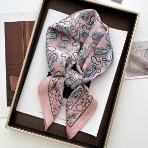 Elegant Cashew Pattern Square Scarf, Multi-Color Options, Texture, Unisex, All-Season Use