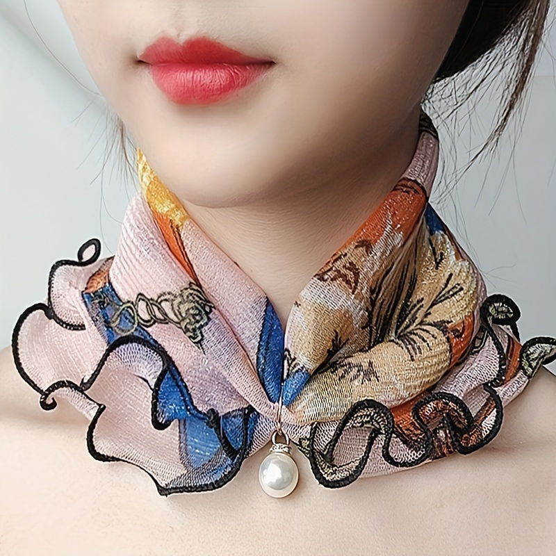 Summer Mesh Stretch Scarf Neck Warmer, Printed Detachable Versatile Scarf - Image 13