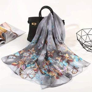 Women'S Chiffon Scarf, Long Scarf, Versatile Printed Scarf, Summer Scarf, Headscarf, Beach Towel, Shawl Scarf, Neck Decoration Scarf, Winter Neck Protection Scarf, Indoor Air-Conditioning Shawl