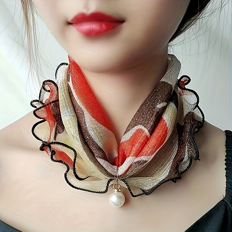 Summer Mesh Stretch Scarf Neck Warmer, Printed Detachable Versatile Scarf - Image 3