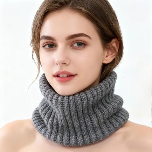 Unisex Thick Knitted Neck Warmer for Autumn and Winter, Solid Color Versatile Pullover Scarf