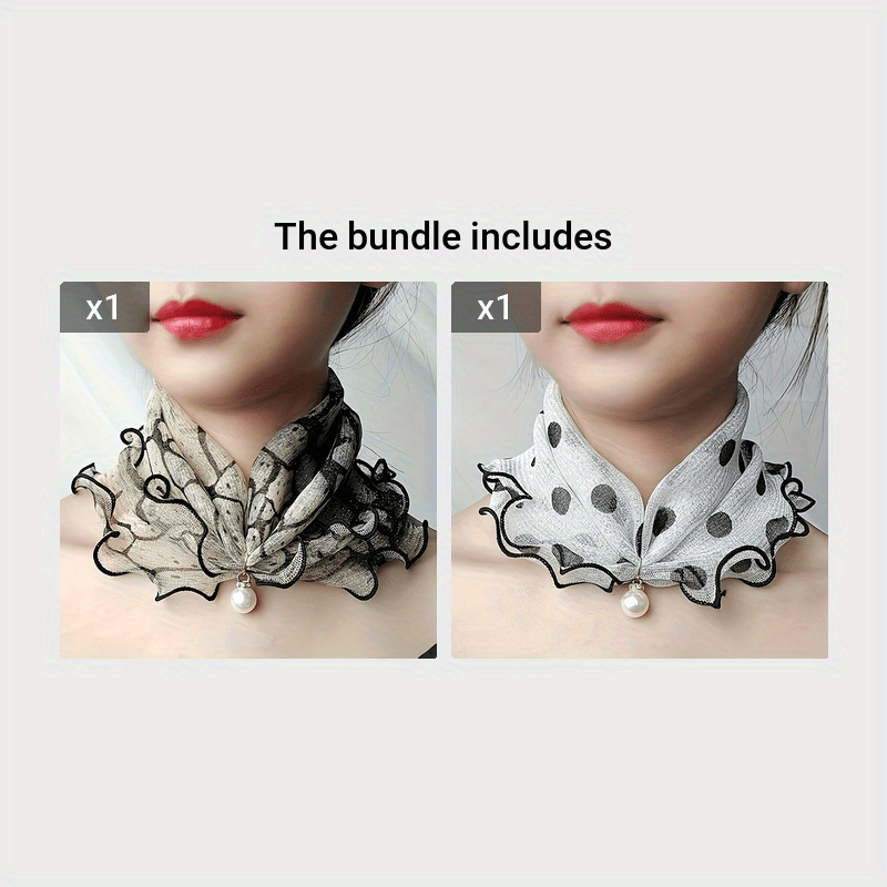Summer Mesh Stretch Scarf Neck Warmer, Printed Detachable Versatile Scarf - Image 11