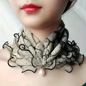 Summer Mesh Stretch Scarf Neck Warmer, Printed Detachable Versatile Scarf
